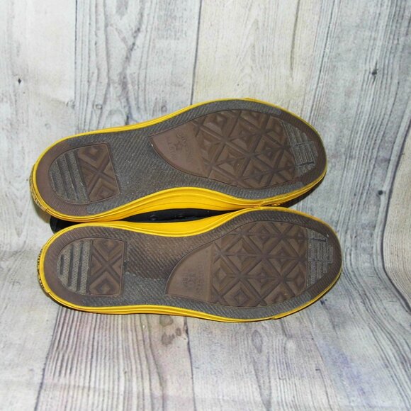 CONVERSE Chuck Taylor All Star High Black/Amarillo Smiley Face Sneakers Womens 9 - Picture 2 of 7